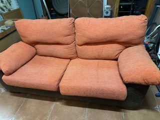 Sofá de 1,90m en pana naranja