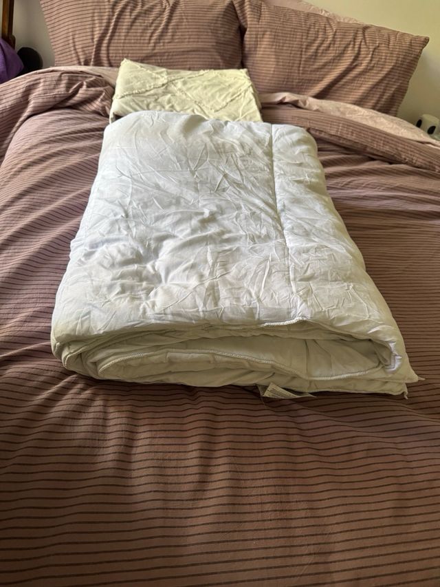 Set completo di biancheria da letto per letto singolo beige/bianco