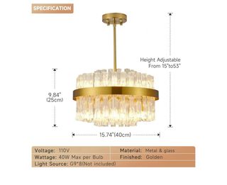 Lámpara araña cristal dorado