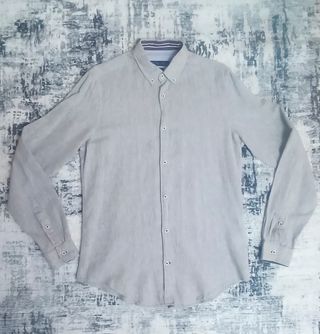 Camisa Casual  Zara Man Gris Hombre