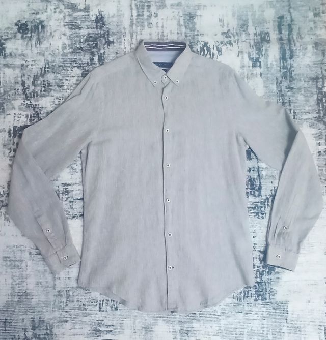 Camisa Casual Zara Man Gris Hombre