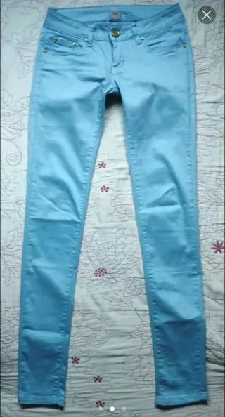 Pantalones elásticos azul claro Talla XS