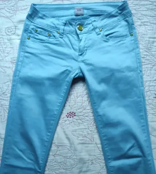 Pantalones elásticos azul claro Talla XS