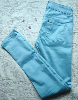 Pantalones elásticos azul claro Talla XS