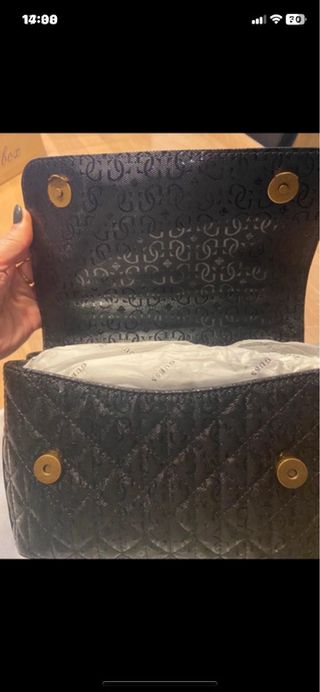 Bolso Guess Negro Brillos Dorado