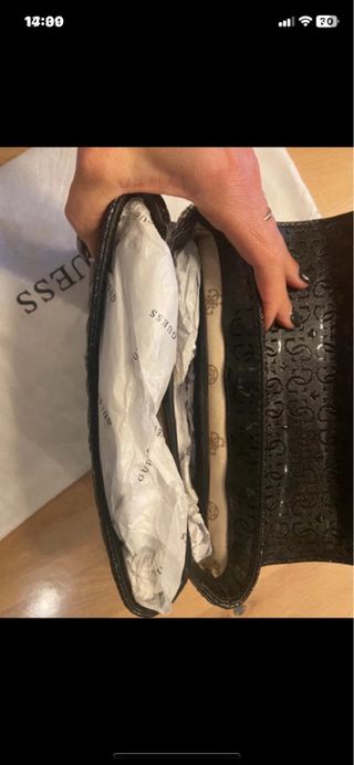 Bolso Guess Negro Brillos Dorado