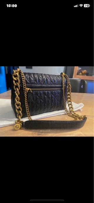 Bolso Guess Negro Brillos Dorado