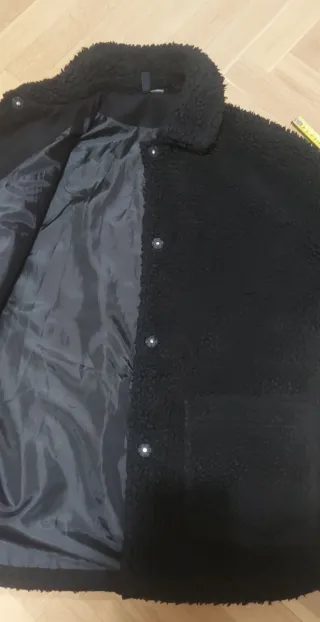 Chaquetón tejido rizo negro