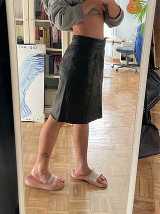 Falda de piel negra vintage