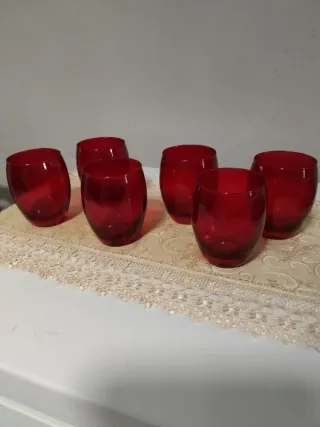 Set 6 Bicchieri Vetro Rossi