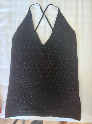 Top Massimo Dutti lentejuelas negro