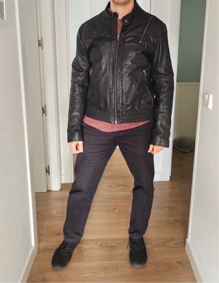 Chaqueta Cuero Green Coast Negra