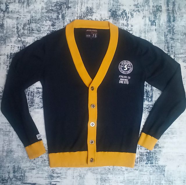 Cárdigan Jack Jones Azul y Dorado Talla M
