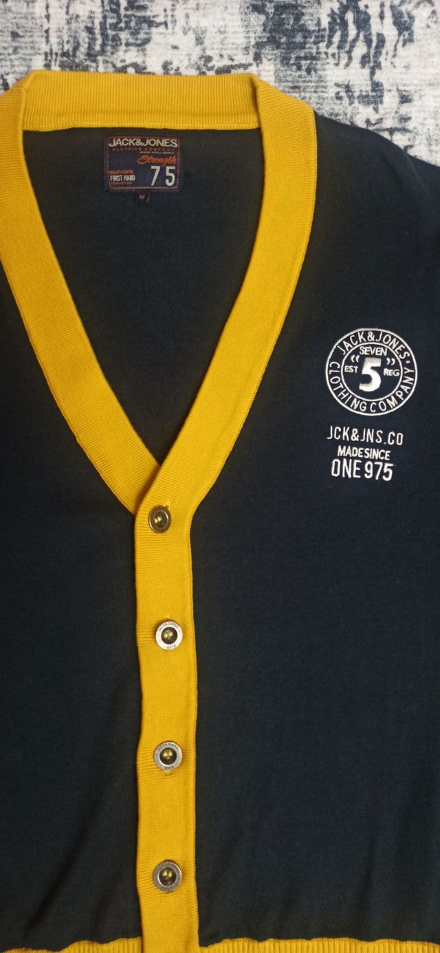Cárdigan Jack Jones Azul y Dorado Talla M