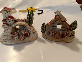 Presepe terracotta decorato a mano oro rosso