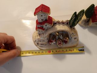 Presepe terracotta decorato a mano oro rosso