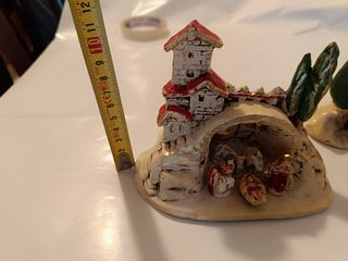Presepe terracotta decorato a mano oro rosso