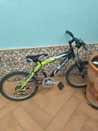 Bicicleta infantil negra y verde