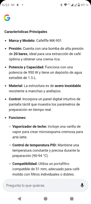 Cafetera Espresso Acero Inoxidable, oferta!