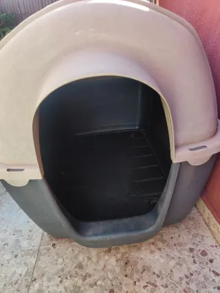 Caseta para perro, beige y gris