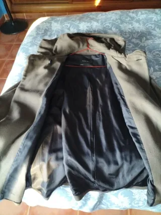 Abrigo lana marrón mujer con capucha