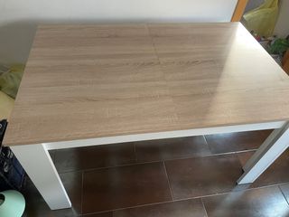 Mesa extensible roble y blanco