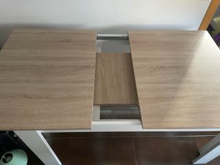 Mesa extensible roble y blanco
