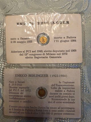 2 Monete medaglie in oro di Enrico Berlinguer