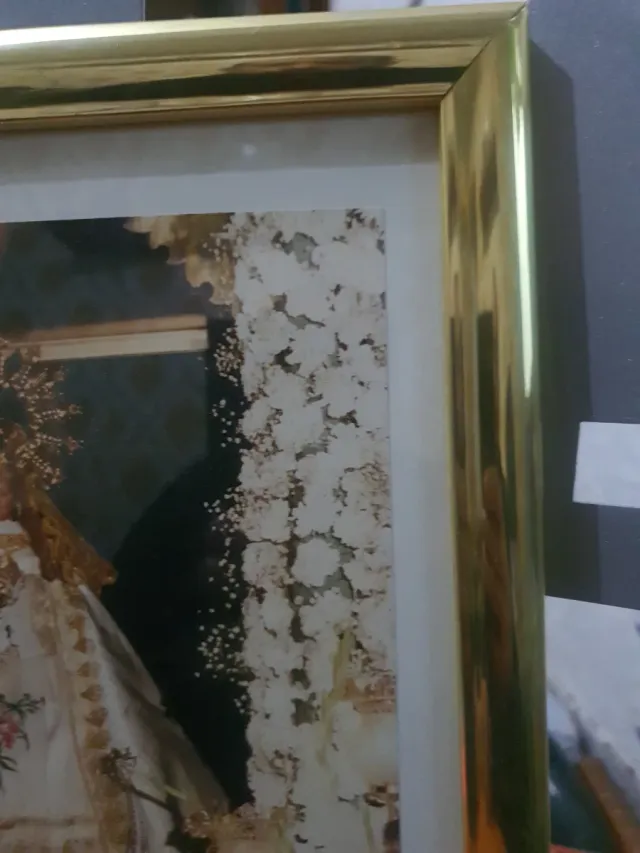 Quadro di Maria Vergine con Fiori Dorato