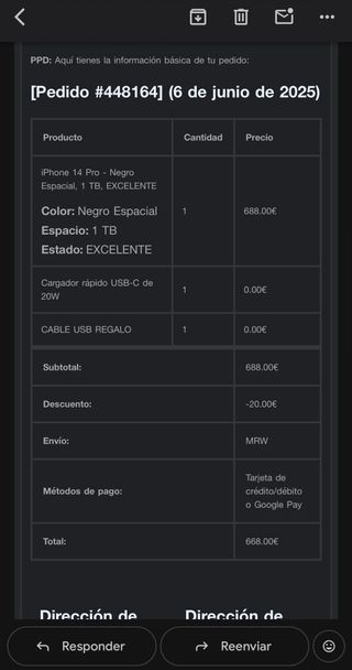 iPhone 14 Pro 1TB - Excelente estado - 500€