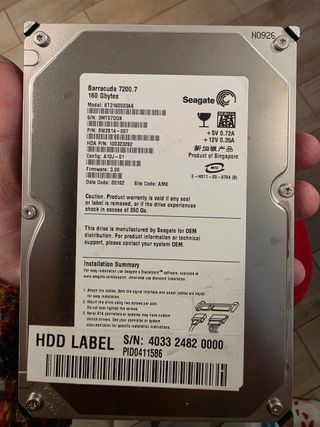 Hard Disk HDD Seagate Barracuda 160GB Sata 7200rpm
