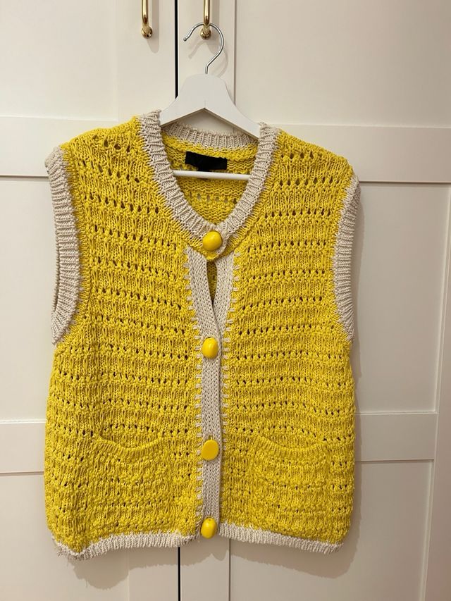 Chaleco punto amarillo beige S/M