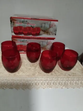 Set 12 Bicchieri Rossi AR-CA Vetro