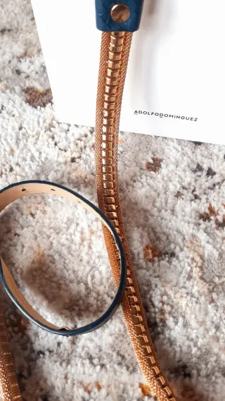 Cinturón Adolfo Domínguez Talla S Dorado/Azul