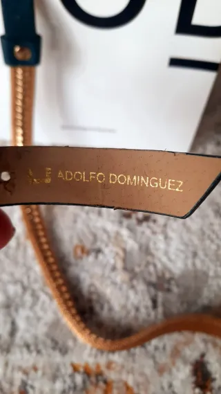 Cinturón Adolfo Domínguez Talla S Dorado/Azul