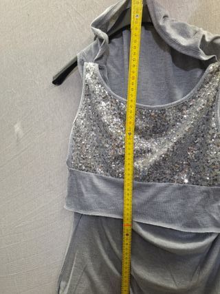 Top Smanicato Grigio Paillettes Tg S