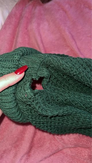 Poncho tejido verde talla única