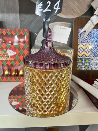 Contenitore Vetro Natale Oro Viola