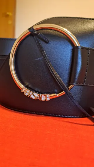 Cintura donna nera con fibbia argen