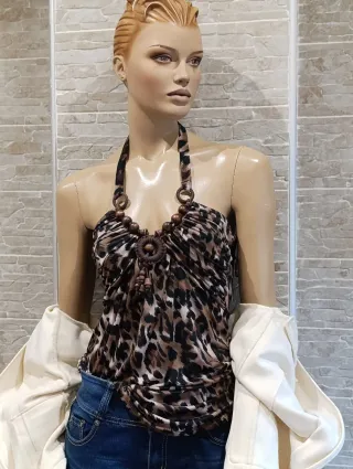 Blusa Leopardo Atada Cuello