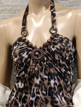 Blusa Leopardo Atada Cuello
