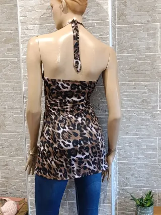 Blusa Leopardo Atada Cuello