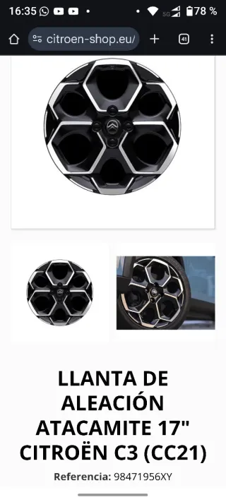 4 Llantas aluminio 17" 4x108