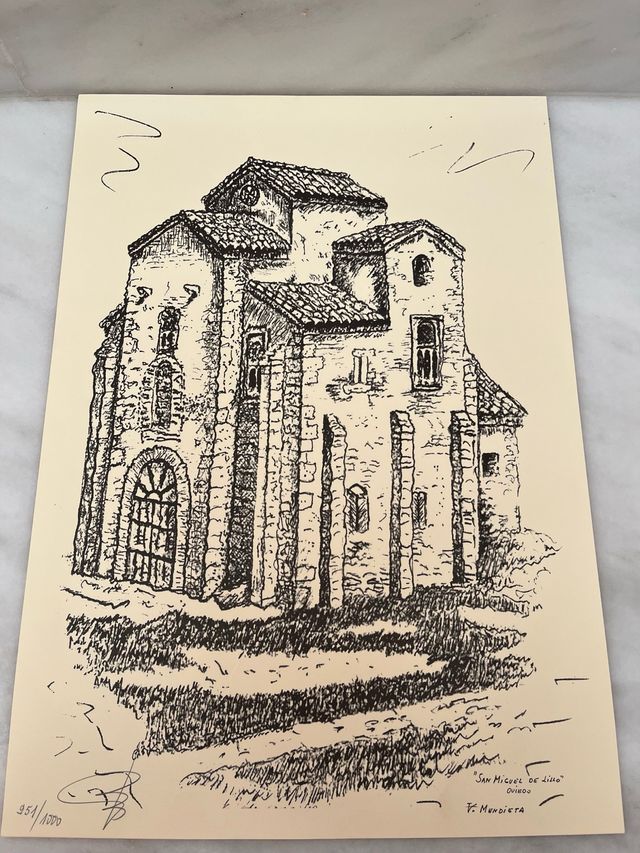 Litografía San Miguel de Lillo Firmada