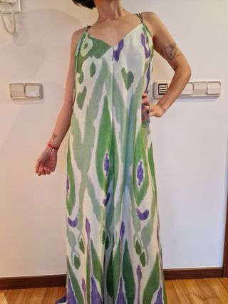 Vestido largo Mango verde estampado