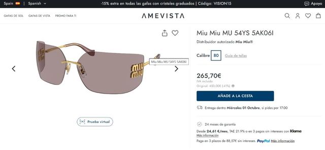 Gafas de sol Miu Miu moradas y doradas