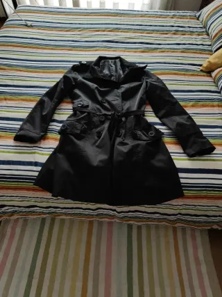 Gabardina mujer talla L negra