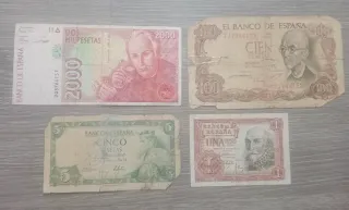 Lote 4 Billetes España Pesetas usados.