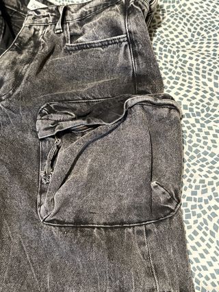 Pantalón Cargo Baggy Triple Zara Gris
