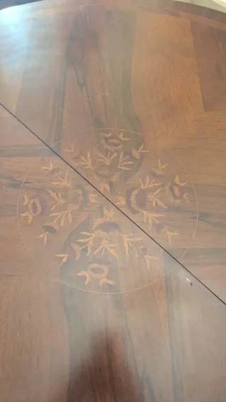 Mesa redonda extensible madera y cristal